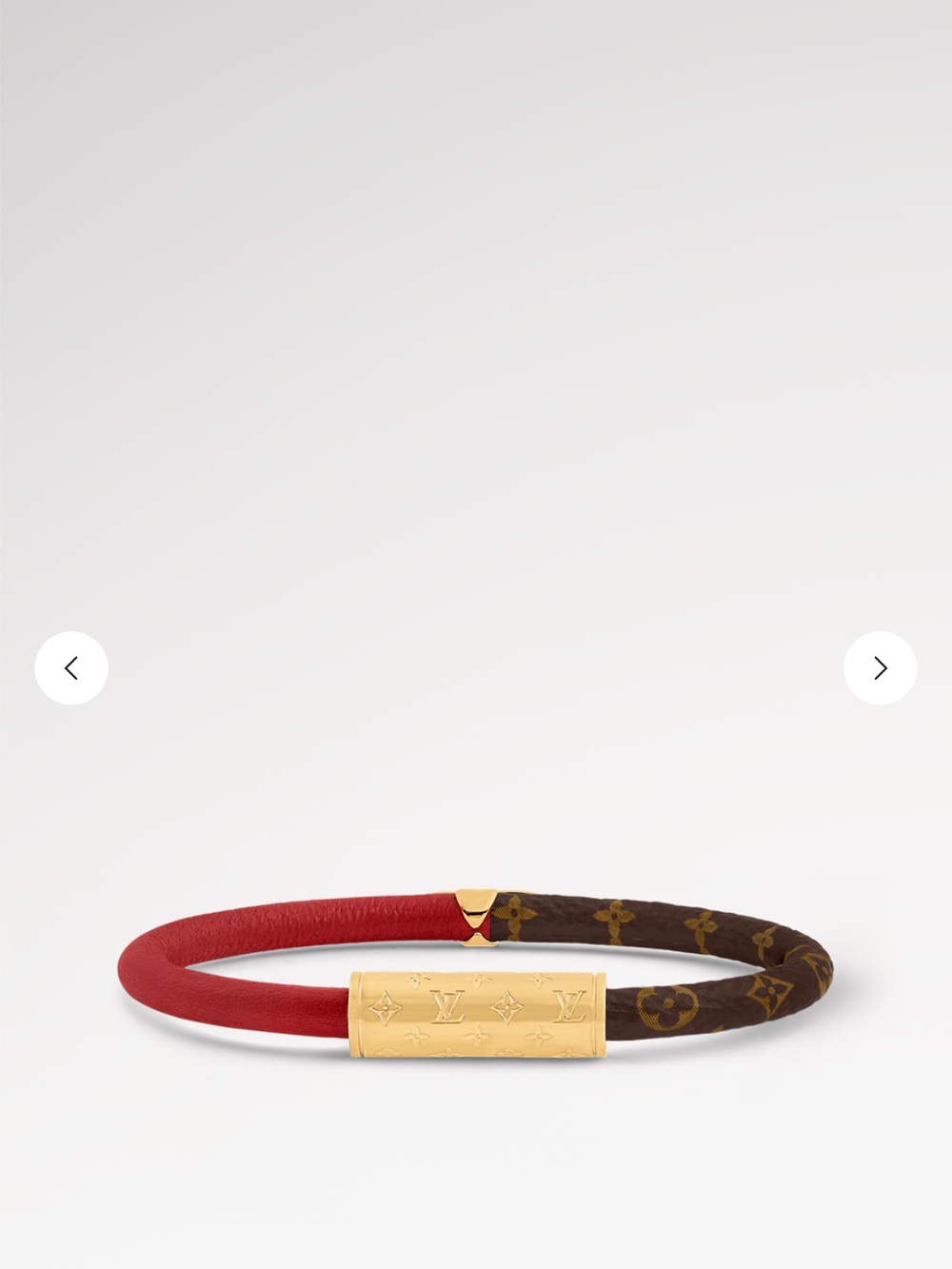 Louis Vuitton Red & Brown Monogram Leather Wrap Bracelet with Gold Clasp